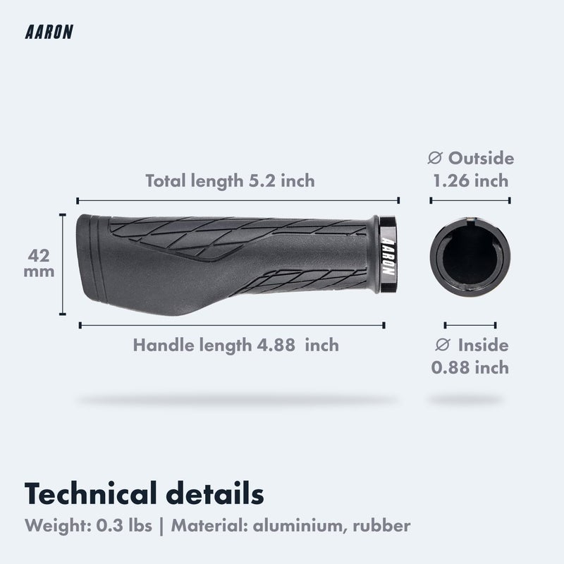 AARON FIT Handlebar Grips with Gel Cushioning, Sporty Handlebar Grips Made from Non-Slip Rubber - Lock-On Handlebar Grips for E-Bikes, Trekking Bikes, Mountain Bikes, Cross Bikes, Fixie Bikes - Black - Image 4